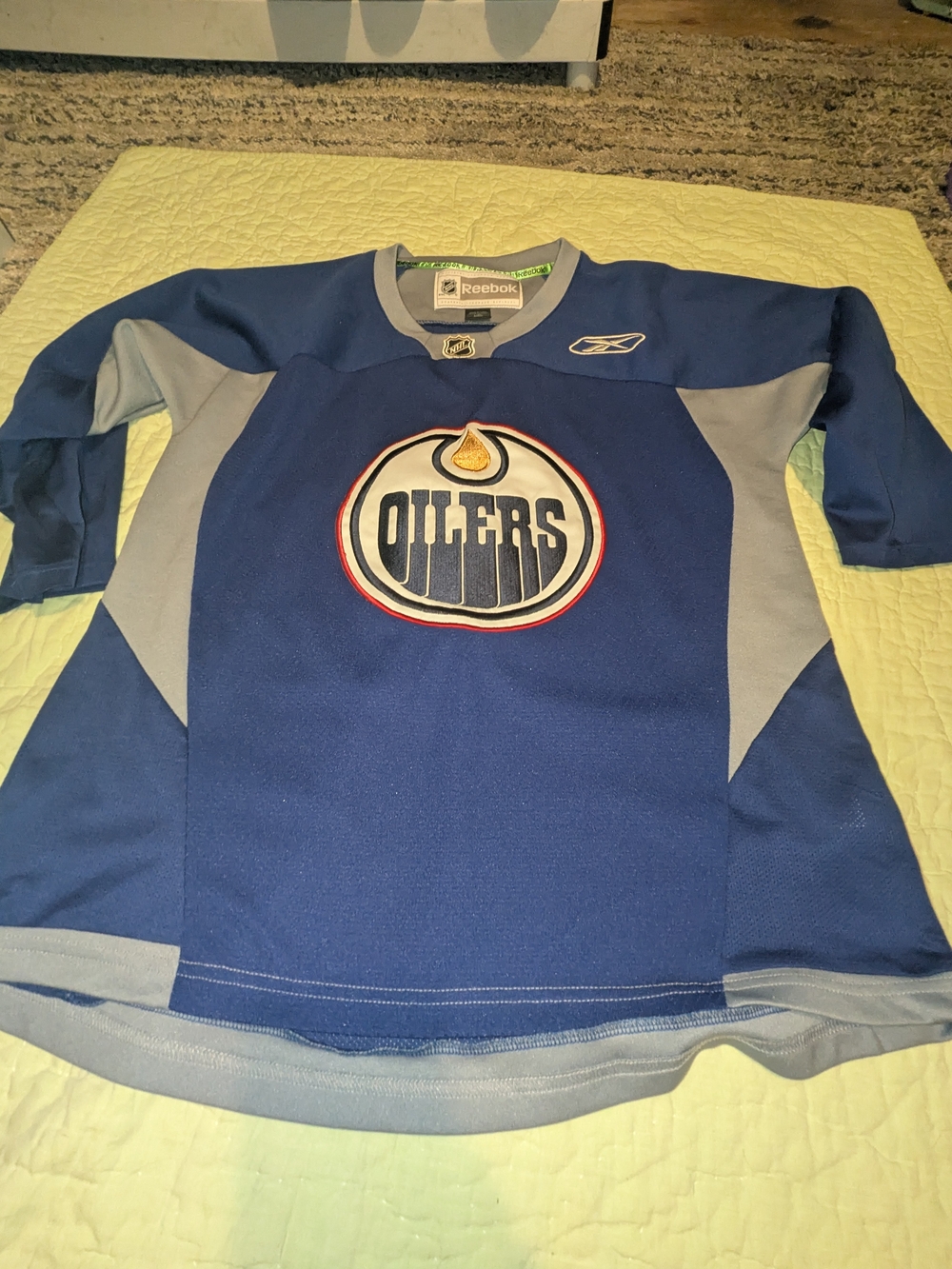Reebok Blue and Gray Edmonton Oilers Youth Jersey with Crest